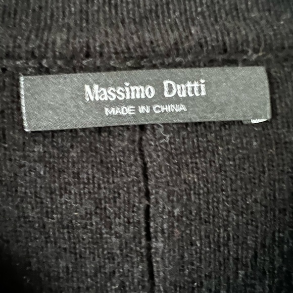 Massimo Dutti Black Wool-blend Knit Cardigan with Stand Collar - Picture 3 of 5
